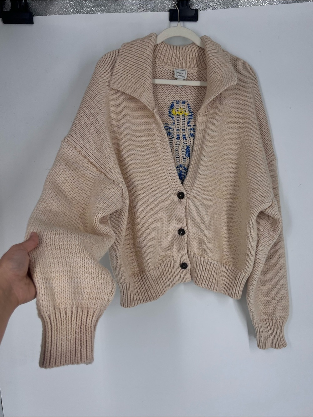 Maeve Lighthouse Graphic Cream Knit Button-Front Nautical Coastal Cardigan XL - Picture 3 of 9